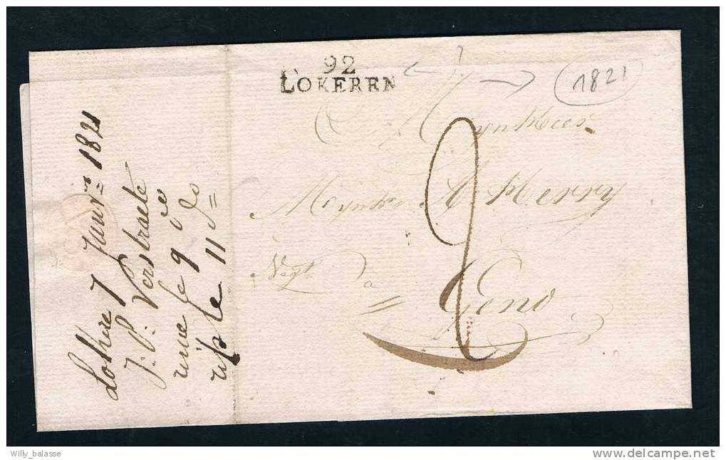 Belgique Précurseur 1821 Lettre Datée De LOKEREN Pour Gand. - 1815-1830 (Dutch Period)