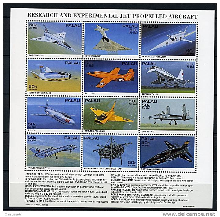 Palau ** PA N° 40 à 51 En Feuillet - Avions à Réaction - Palau