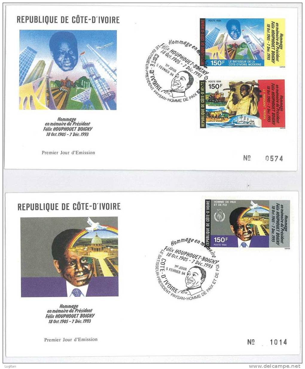 Filatelia -  FDC - FIRST DAY COVER - ANNO 1994 - OMAGGIO IN MEMORIA DEL PRESIDENTE FE'LIX HOUPHOUET BOIGNY - 1905 - 1993 - Costa D'Avorio (1960-...)