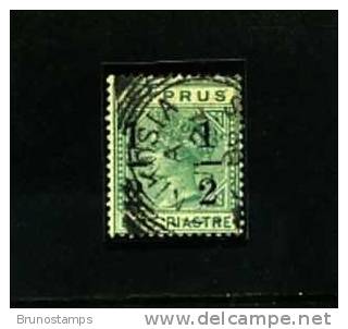 CYPRUS - 1886  ½d  On ½  PIASTRE  WMK  CA  FINE USED - Chypre (...-1960)