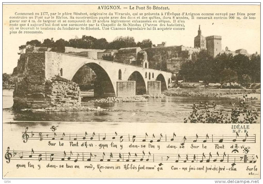 Partition ,Avignon , Le Pont St-Benézet , Sur Le Pont D´Avignon,  Hv28 - Musica