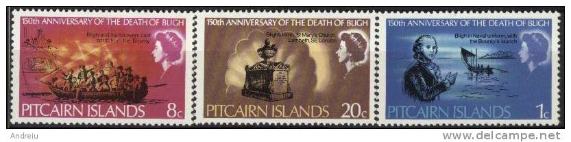 1967 Pitcairn Islands, Admiral Bligh, Navigateurs, Ships, Bateaux, Barcos, Scott 85-87,MNH - Pitcairn