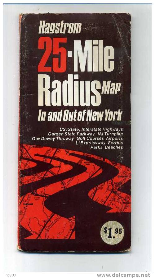 - HAGSTROM 25-MILE RADIUS MAP IN AND OUT OF NEW YORK . - Carte Topografiche