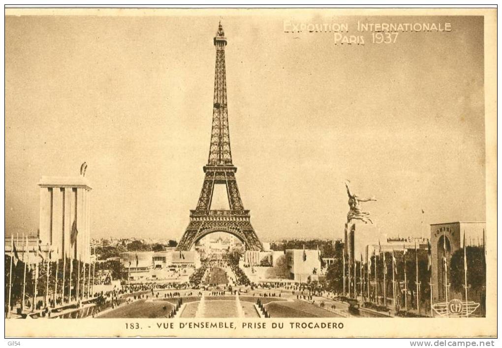 Paris 1937 , Expo Internationale , 183 - Vue D´ensemble Prise Du Trocadero, Ht01 - Expositions