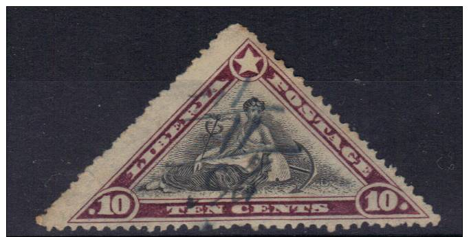 LIBERIA  1909-12 N° 100 Obltération Manuelle Allégorie Du Commerce - Liberia