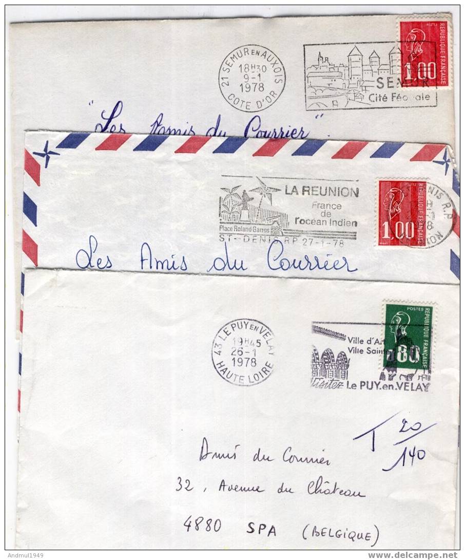 Lot De 10 Lettres, Flammes Françaises De 1978 - Oblitérations Mécaniques (flammes)