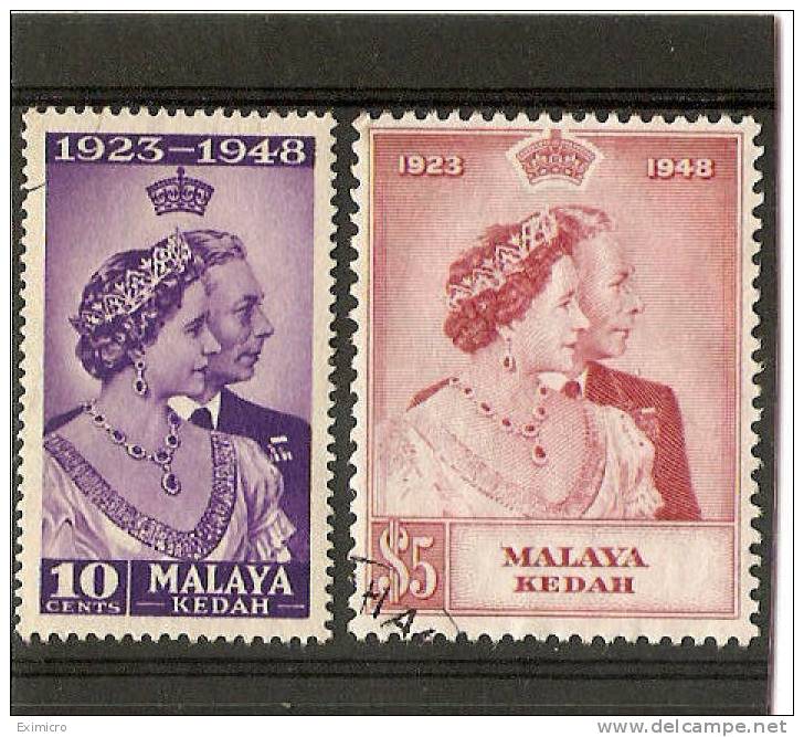 MALAYA KEDAH 1948 SILVER WEDDING SET FINE USED Cat £45 - Malaysia (1964-...)