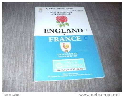 Programma Rugby England - France Five Nations 1989 Twickenham - Rugby