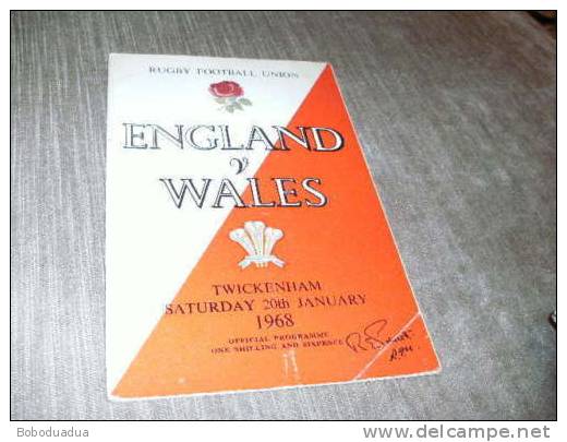 Programma Rugby England - Wales Five Nations 1968 Twickenham - Rugby