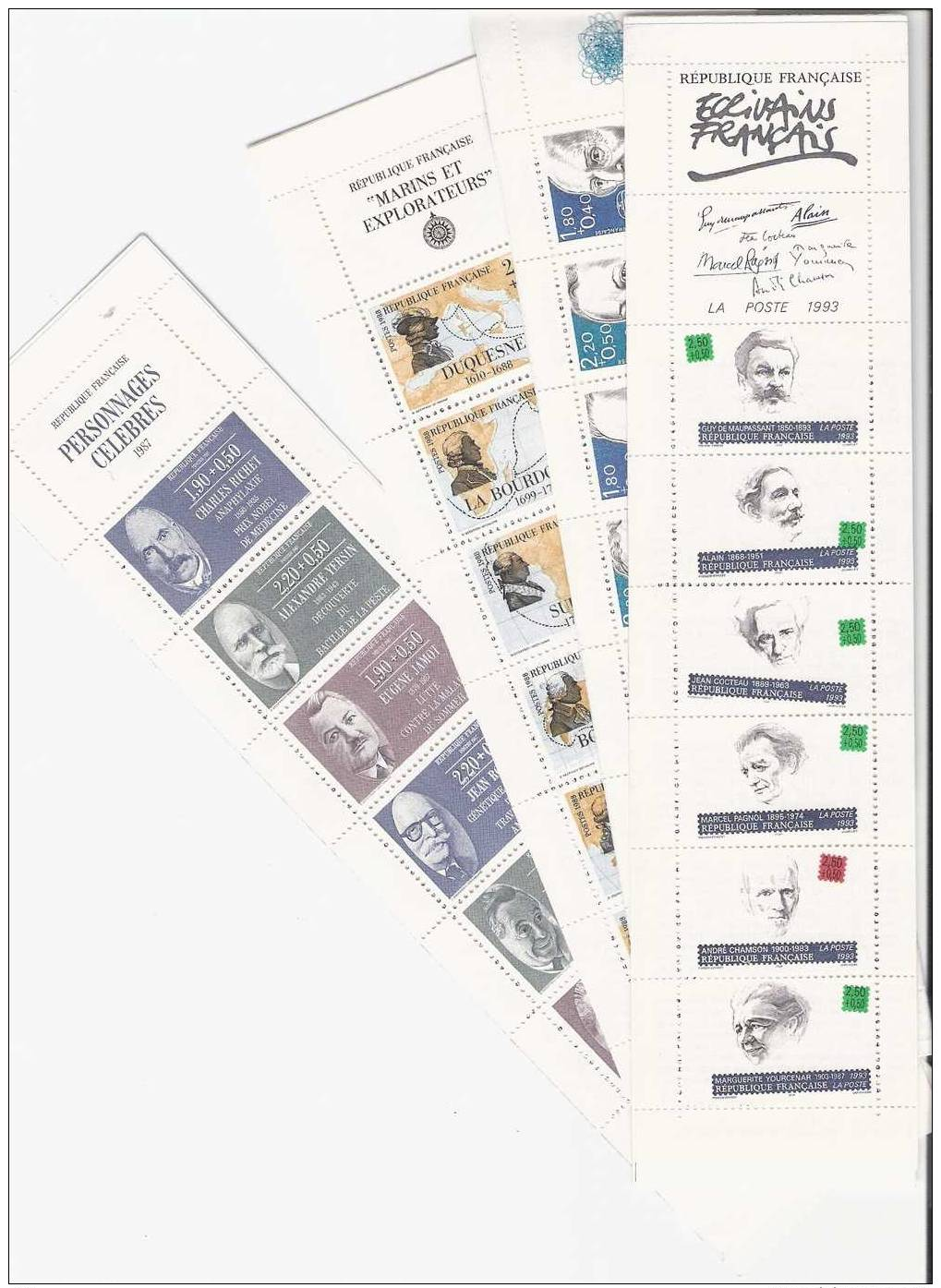 FRANCE  4 BANDES  CARNETS  ANNEE 1987/1988/1989/ 1993  LES 4 BANDES NON PLIEES NEUVES** 1°CHOIX   A PRIX NET  VOIR SCAN - Personnages