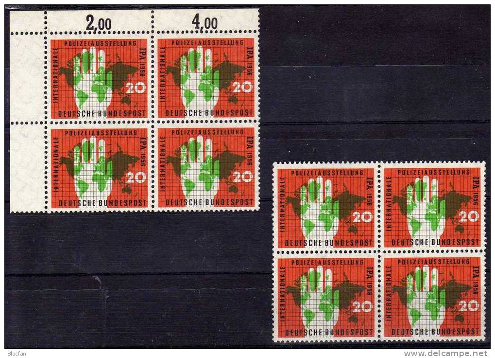 Polizei-Ausstellung Essen Hand 1956 BRD 240+ 4-Block ** 44€ Weltkarte Koordinaten Mit Handfläche Bloc Sheet From Germany - Policia – Guardia Civil