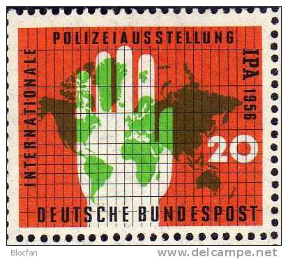 Polizei-Ausstellung Essen Hand 1956 BRD 240+ 4-Block ** 44€ Weltkarte Koordinaten Mit Handfläche Bloc Sheet From Germany - Policia – Guardia Civil