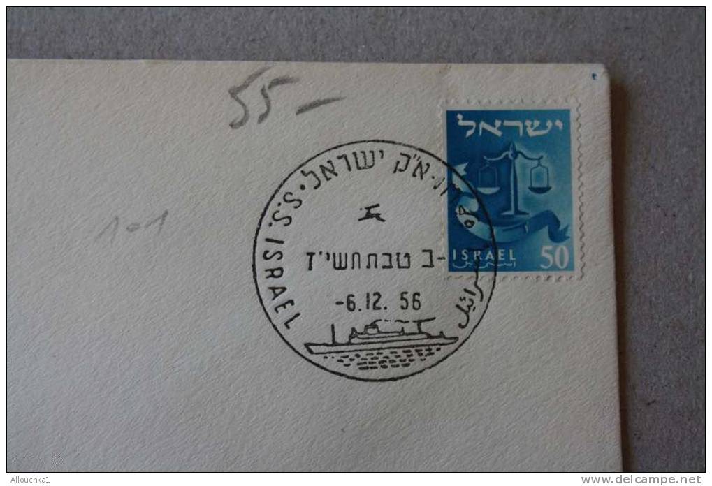 25-12-1956 > 8 ANS APRES CREATION ETAT ISRAEL  LETTRE  > TADATE PAQUEBOT S/S ISRAEL   LOGO >  DOAR POSTES  ISRAEL - Briefe U. Dokumente