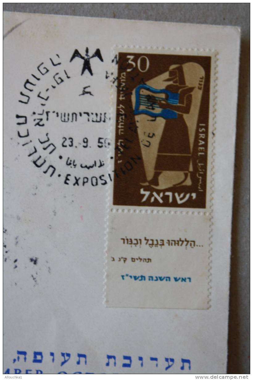 1956 > 8 ANS APRES CREATION ETAT ISRAEL  LETTRE > AVIATION EXHIBITION  AERO CLUB DOAR POSTES  ISRAEL TIMBRE + TABS - Covers & Documents