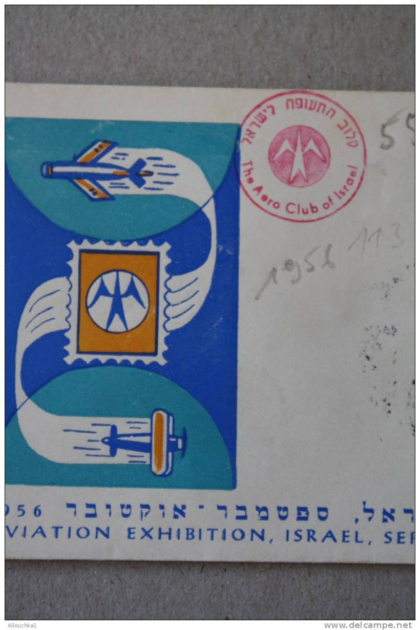 1956 > 8 ANS APRES CREATION ETAT ISRAEL  LETTRE > AVIATION EXHIBITION  AERO CLUB DOAR POSTES  ISRAEL TIMBRE + TABS - Cartas & Documentos