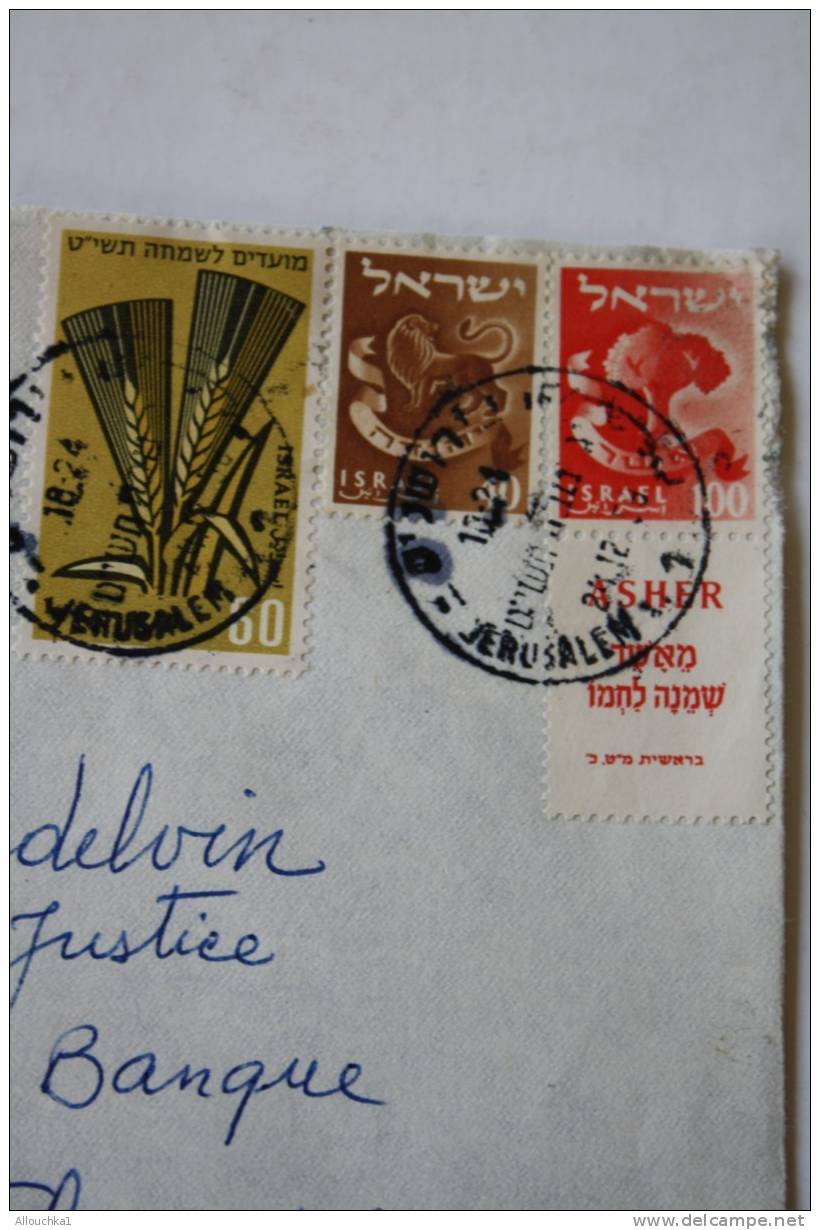 1959 >11 ANS APRES CREATION ETAT ISRAEL > LETTRE + TABS > JERUSALEM YEROUCHALAIM DOAR POSTES  ISRAEL > FLERS FRANCE - Storia Postale