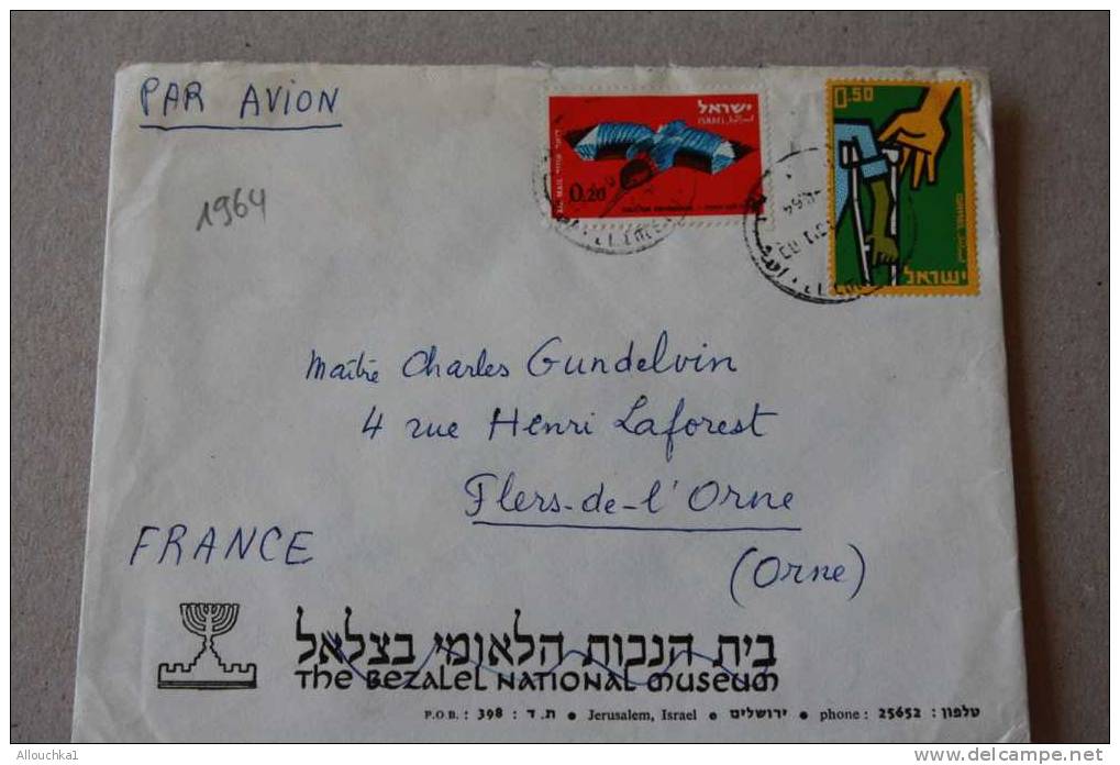 1964 >16 ANS APRES CREATION ETAT ISRAEL >LETTRE  >JERUSALEM YEROUCHALAIM:  PAR AVION DOAR POSTES ISRAEL - Cartas & Documentos