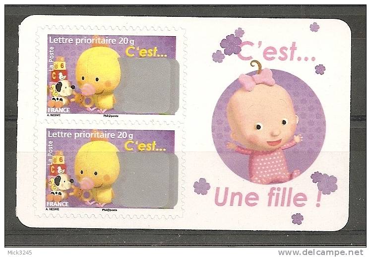 Autoadhésif 163** Naissance: Fille (2 Timbres + Vignette) - Autres & Non Classés