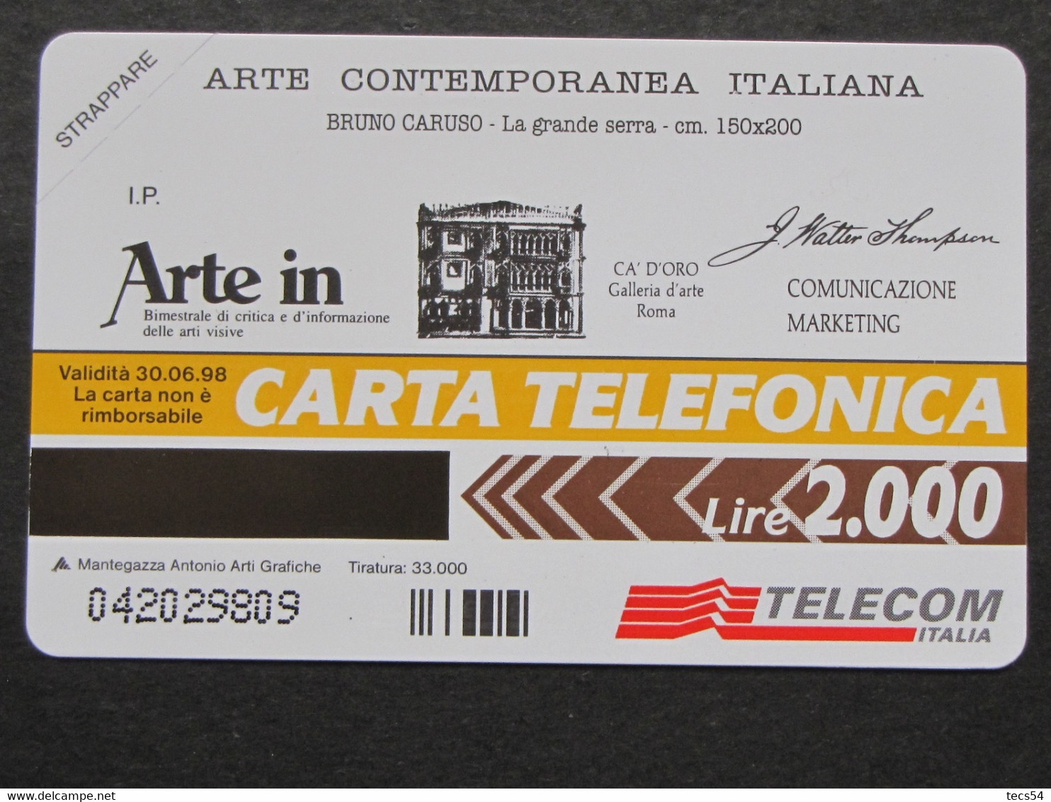 ITALIA TELECOM - 3403 C&C 277 GOLDEN - PRIVATE PUBBLICHE - SERIE ARTE CARUSO - NUOVA - Private-Omaggi