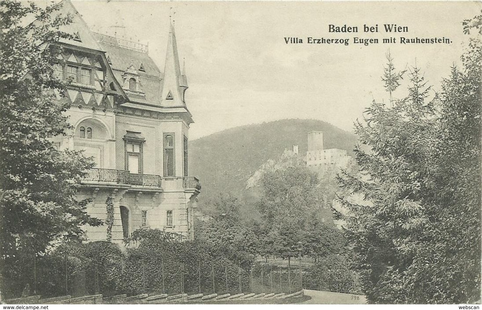 AK Baden Bei Wien Villa Erzherzog Eugen & Rauhenstein 1909 #04 - Baden Bei Wien