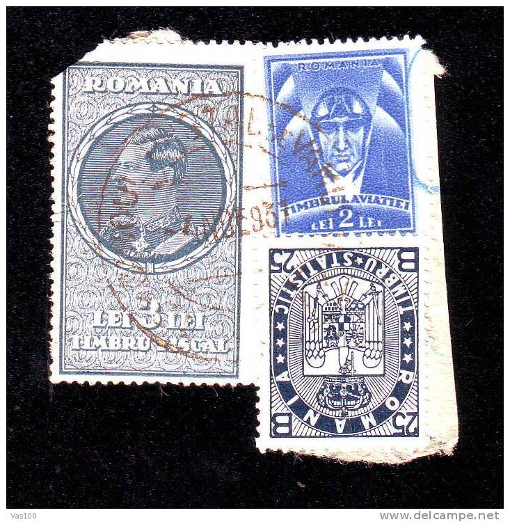 Romania 1937  Fiscaux Revenue Stamp,MIXT,on Piece! - Fiscale Zegels