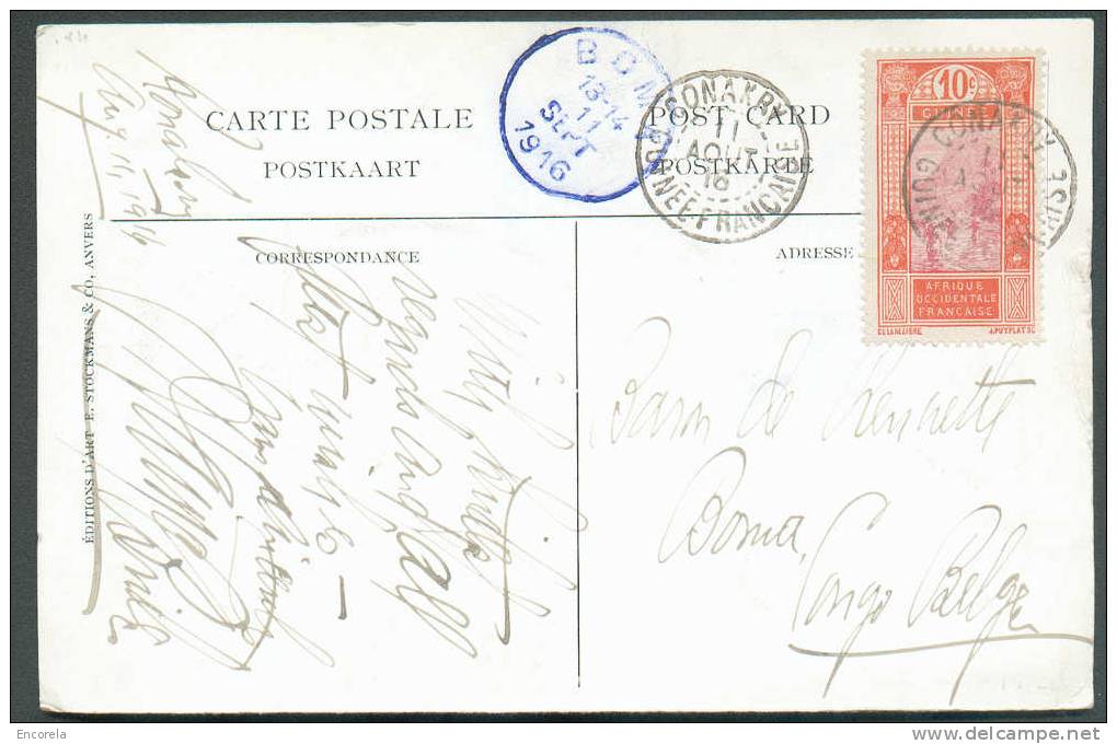 Guinée N°67 - 10 Cent. A.O.F. Obl. Dc CONAKRY 11 Août 1916 S/C.V.  De La CMB Vers Boma (arrivée Le 11/09/1916) - Incomin - Sonstige & Ohne Zuordnung