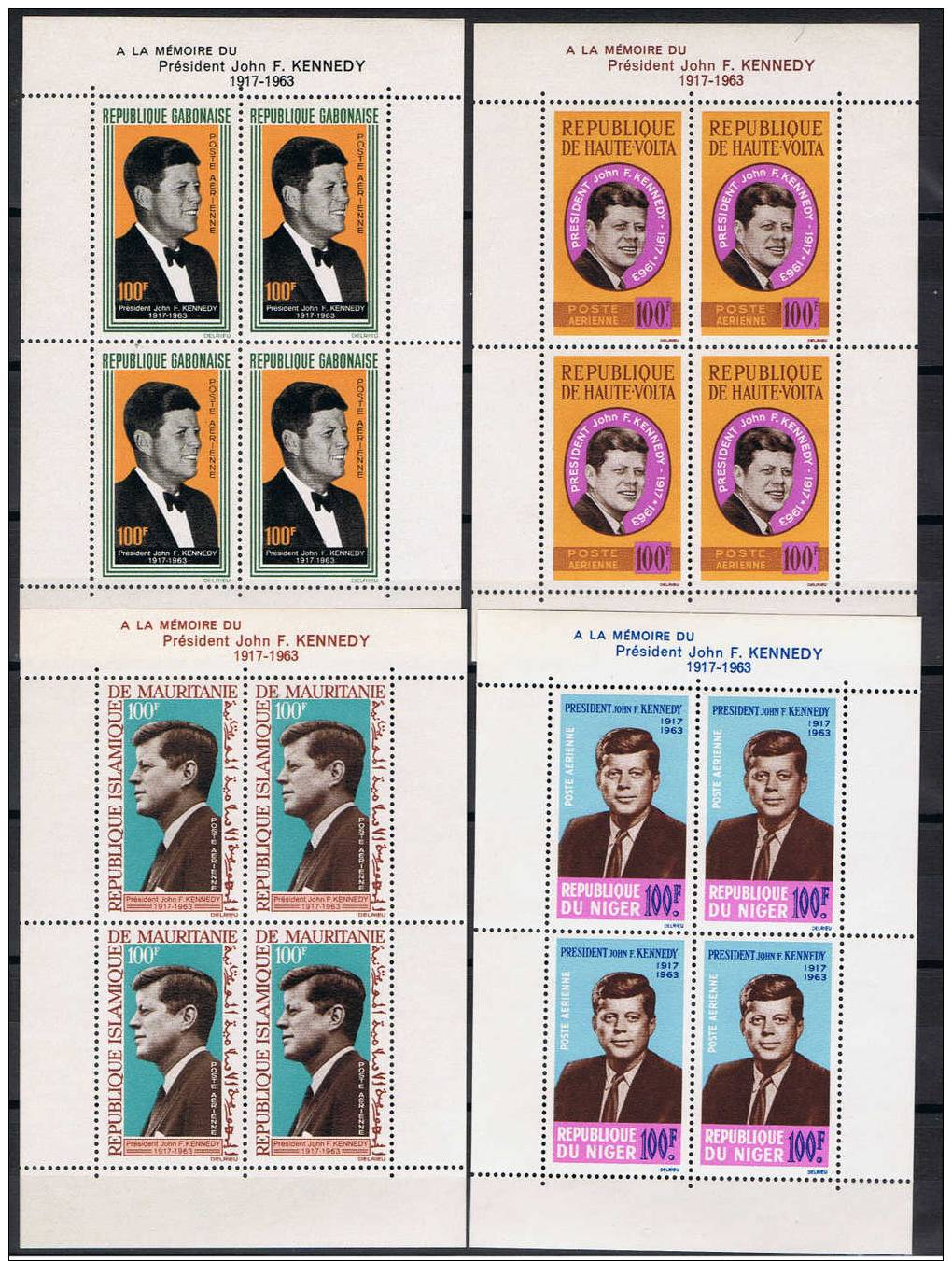 SERIES COLONIALES   1964  J.F KENNEDY Blocs Feuillets  (10val**) - Kennedy (John F.)