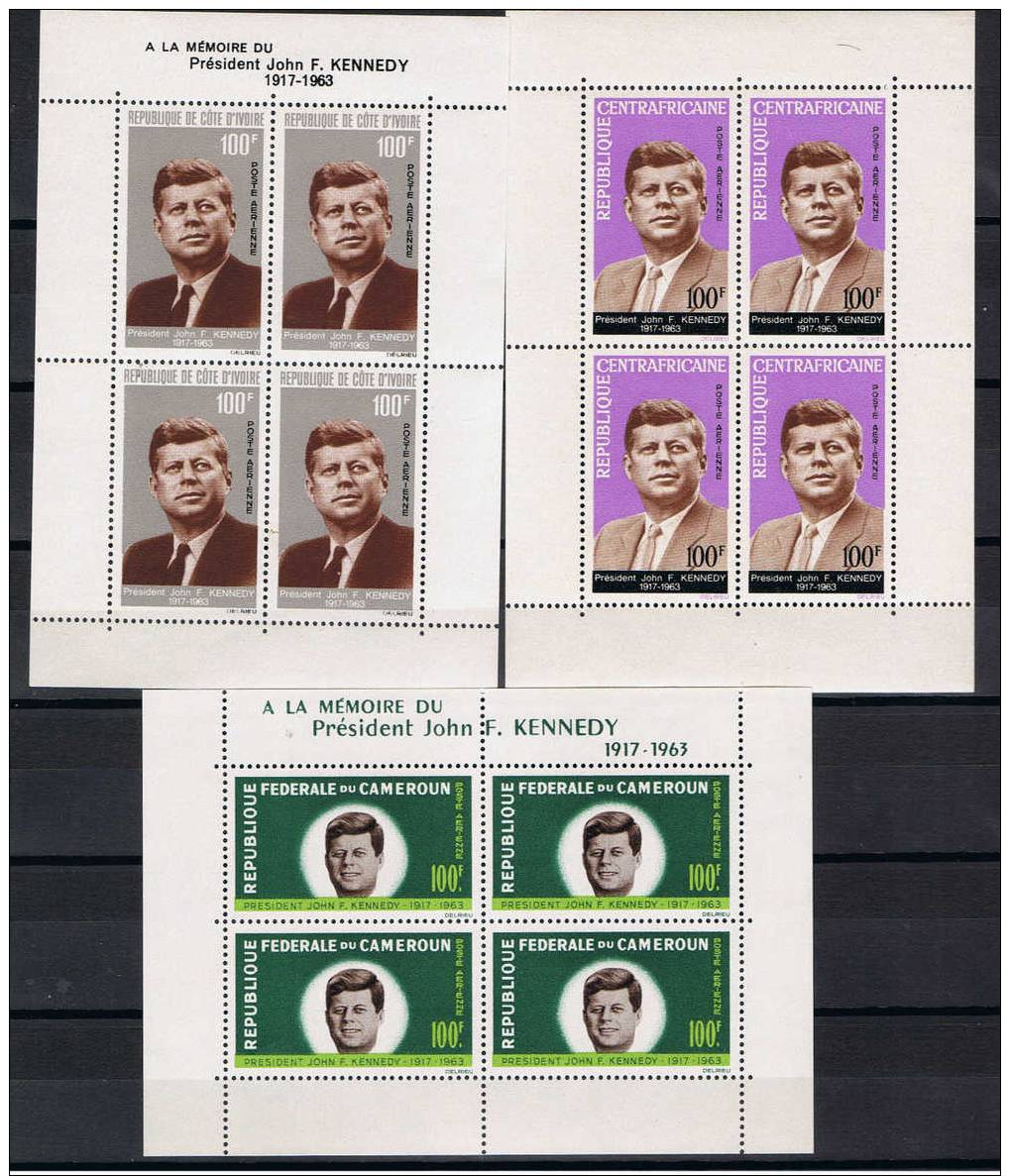 SERIES COLONIALES   1964  J.F KENNEDY Blocs Feuillets  (10val**) - Kennedy (John F.)