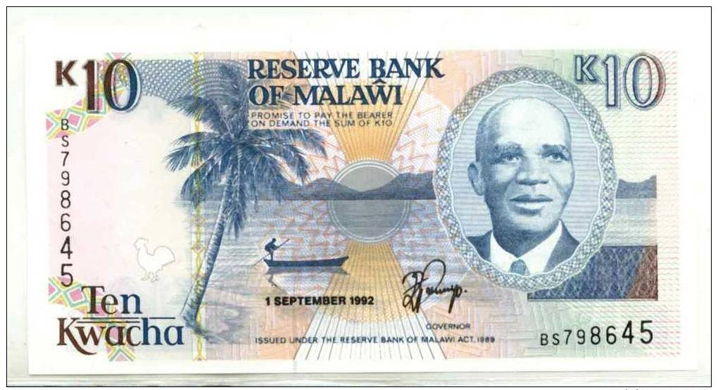 O. MALAWI : 10 Kwachas 1992 (unc) - Malawi