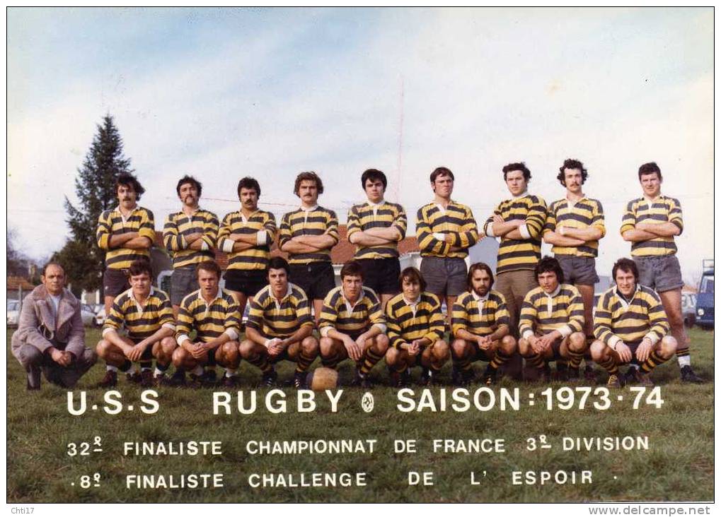 SAUJON RSR17 EQUIPE DE RUGBY USS SAISON 1973-74 PHOTO STUDIO ROBINET 18X13CM - Rugby