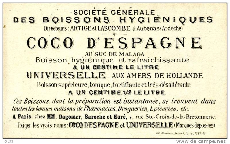 Chromo - Coco D'Espagne - Le Travail - Fillette - Couture - Boissons Hygiéniques - Otros & Sin Clasificación