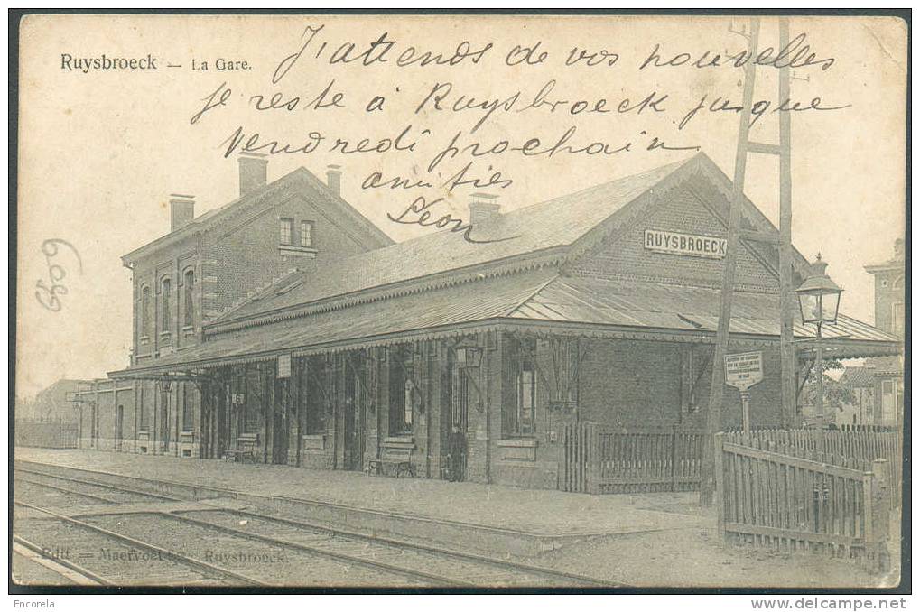 CV De La Gare De RUYSBROECK Exp. Le 15 Juillet 1905 Vers Ottignies.  TB  - 6509 - Spoorwegen, Stations