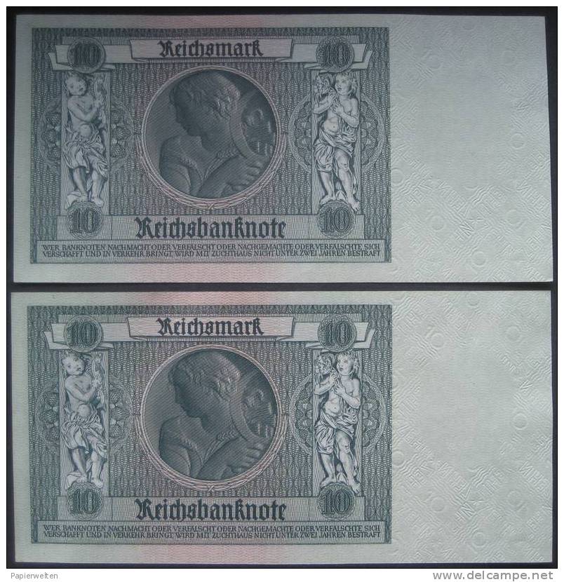 2 X 10 Mark 1929 (WPM 180b) Fortlaufende SerienNummer! 22.1.1929 - 10 Reichsmark