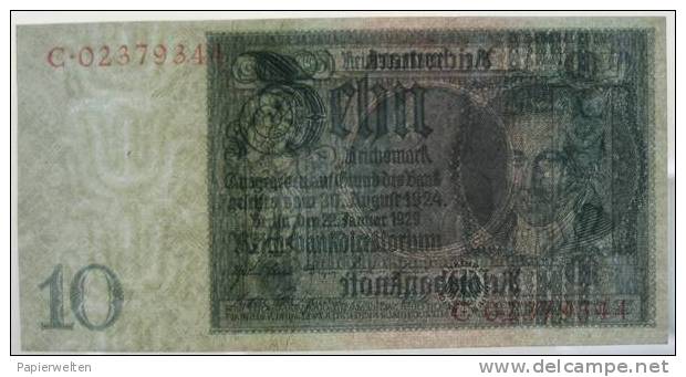 2 X 10 Mark 1929 (WPM 180b) Fortlaufende SerienNummer! 22.1.1929 - 10 Reichsmark