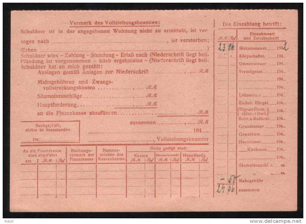 Ostsudetenland Nachnahme Finanzamt Freiwaldau Nach Nieder-Thomasdorf 17.3.1944 - Sudetenland