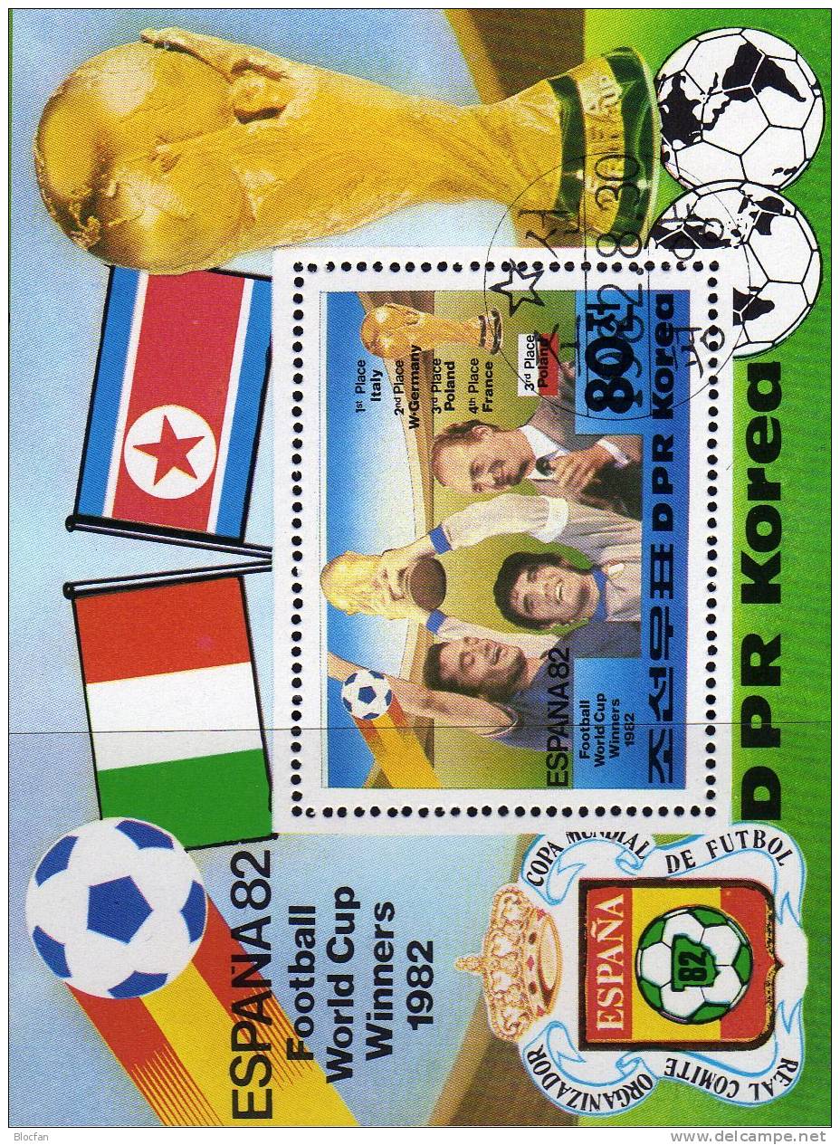 Gewinner Fussball WM 1982 Korea Block 123+124 O 8€ Siegesfeier König Carlos Bloque Hojita M/s Bloc Soccer Sheet Bf Corea - Korea (...-1945)