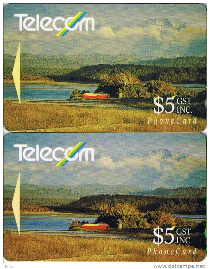 New Zealand, NZ-G-025, $5, 1991 Landscapes, Okarito Lagoon, 7NZLB And 7NZDB. - Nieuw-Zeeland