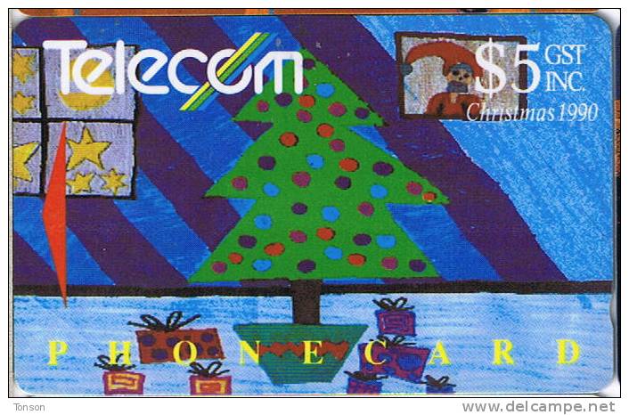 New Zealand, NZ-G-020, $5, 1990 Christmas, Night Before, Tree. - Nuova Zelanda