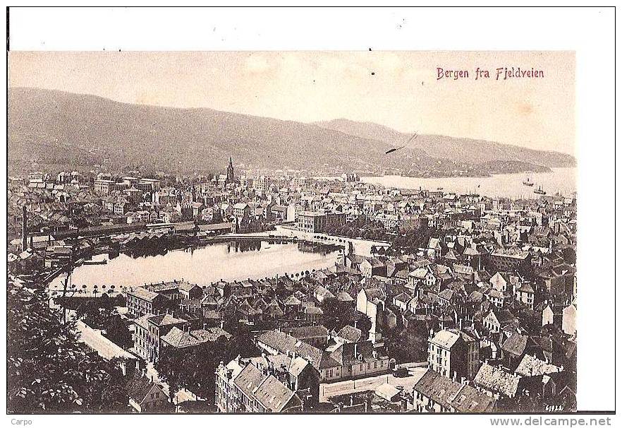 Bergen Fra Fjeldveien. - Bergen