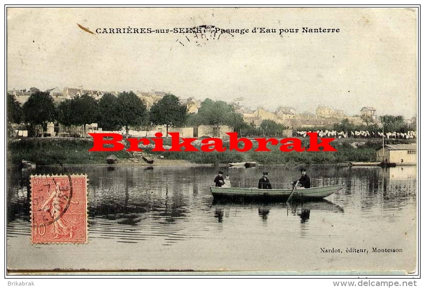 *CARTE POSTALE CARRIERES SUR SEINE / PASSAGE D'EAU POUR NANTERRE - Carrières St Denis Seine Et Oise Yvelines France - Carrières-sur-Seine