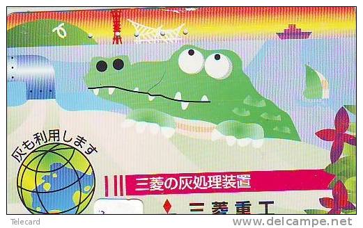 Télécarte JAPON *  KROKODIL Crocodile (33) Animal * REPTILE * PHONECARD JAPAN * GLOBE - Cocodrilos Y Aligatores