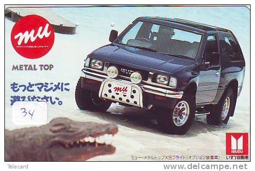 Télécarte JAPON *  KROKODIL Crocodile (34) Animal * REPTILE * PHONECARD JAPAN * AUTO * CAR * ISUZU - Coccodrilli E Alligatori