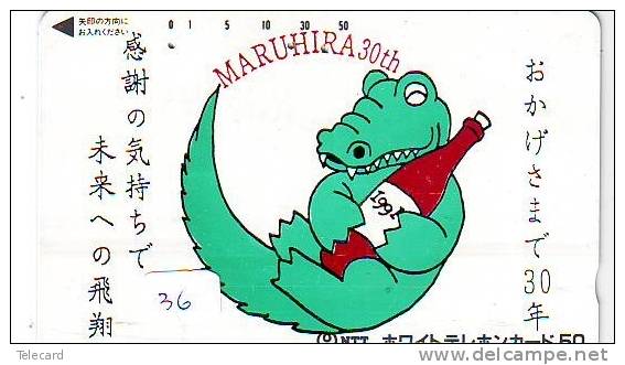 Télécarte JAPON *  KROKODIL Crocodile (36) Animal * REPTILE * PHONECARD JAPAN - Crocodiles And Alligators