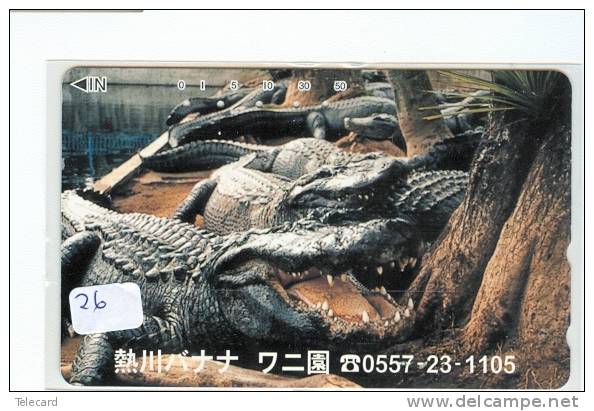 Télécarte JAPON *  KROKODIL Crocodile (26) Animal * REPTILE * PHONECARD JAPAN * - Krokodillen En Alligators