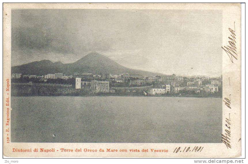 Torre Del Greco  Napoli 1901  Dintorni Di Napoli - Vista Da Mare Con Il Vesuvio - Torre Del Greco