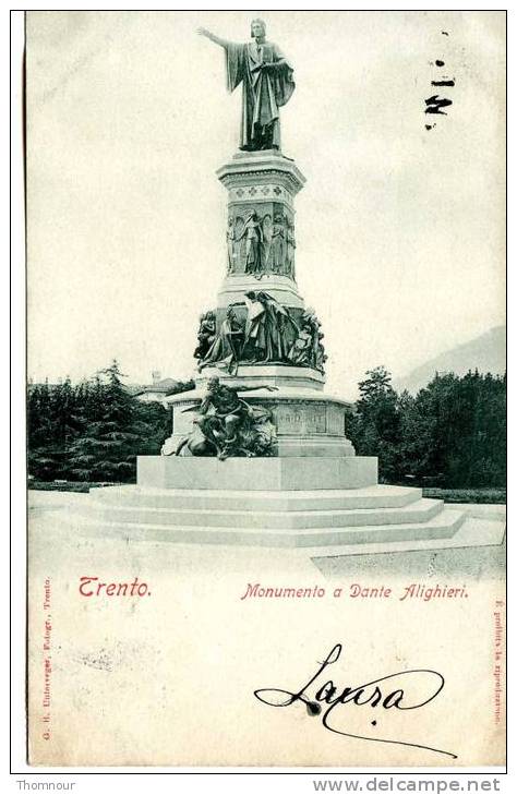 TRENTO  -  Monumento A Dante Alighieri.  -  1900  -  BELLE CARTE PRECURSEUR  - - Trento