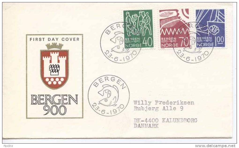Norway FDC Bergen 900 Years Anniversary With Cachet 23-6-1970 - FDC
