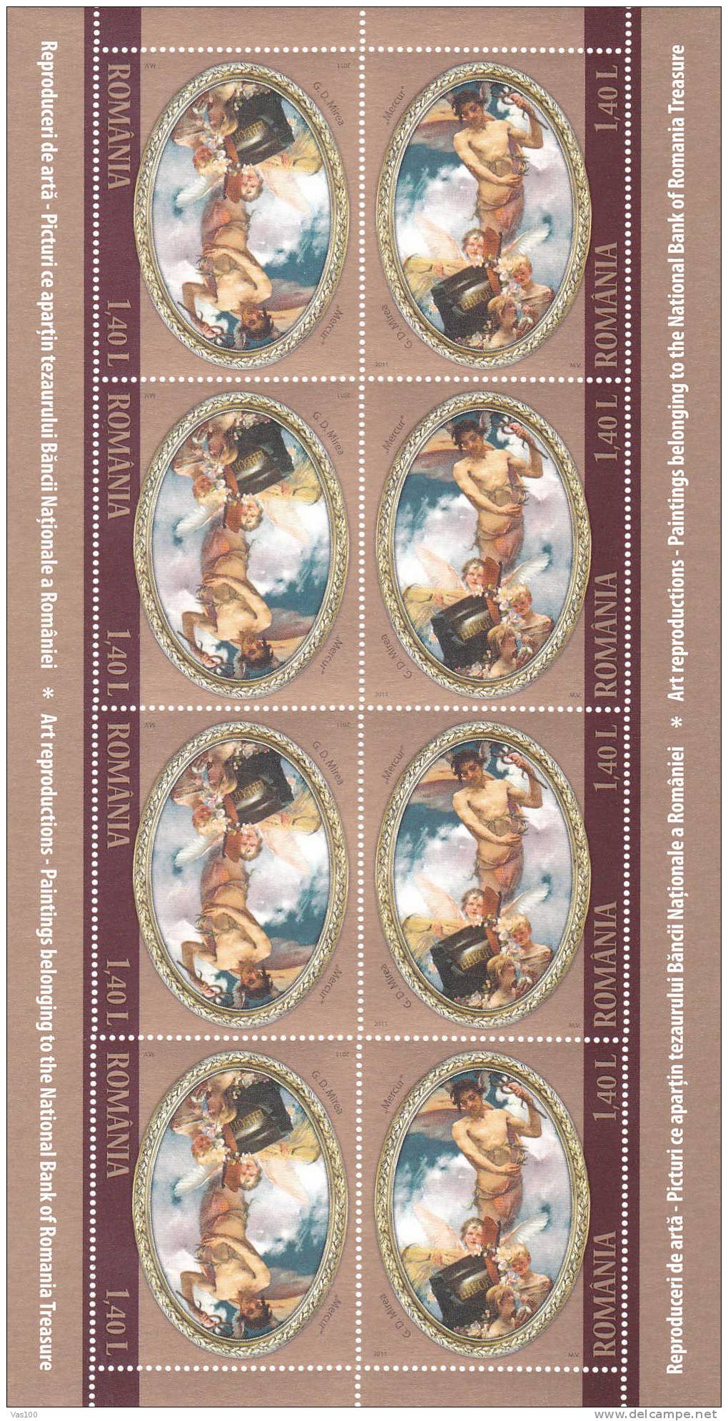 Paintings 2011 New 4X Minisheet 8 Stamps MNH Romania.Extra Price Face Value!! - Neufs