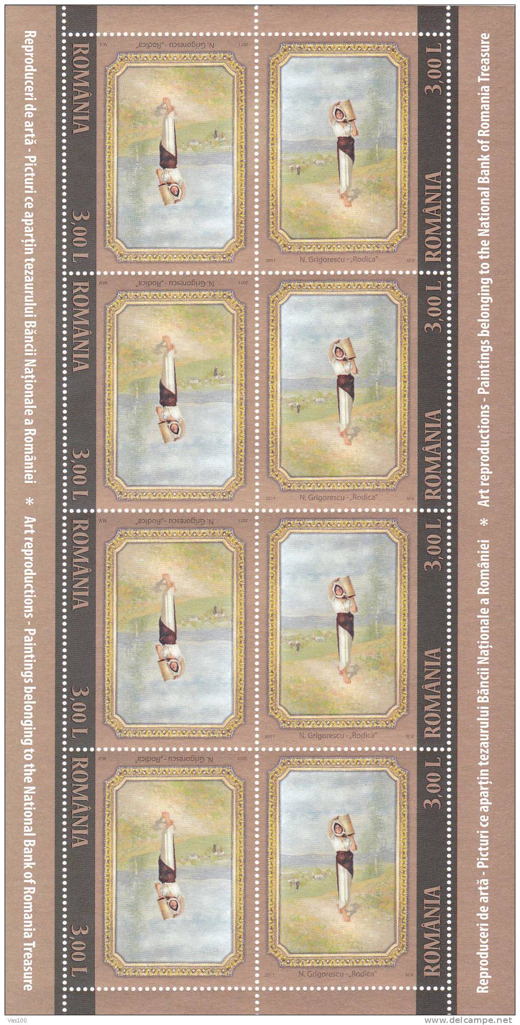 Paintings 2011 New 4X Minisheet 8 Stamps MNH Romania.Extra Price Face Value!! - Neufs