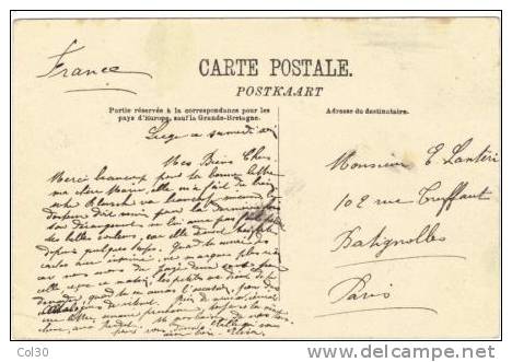 N°74 CARTE POSTALE LIÈGE DEPART -----------PARIS - 1905 Grosse Barbe